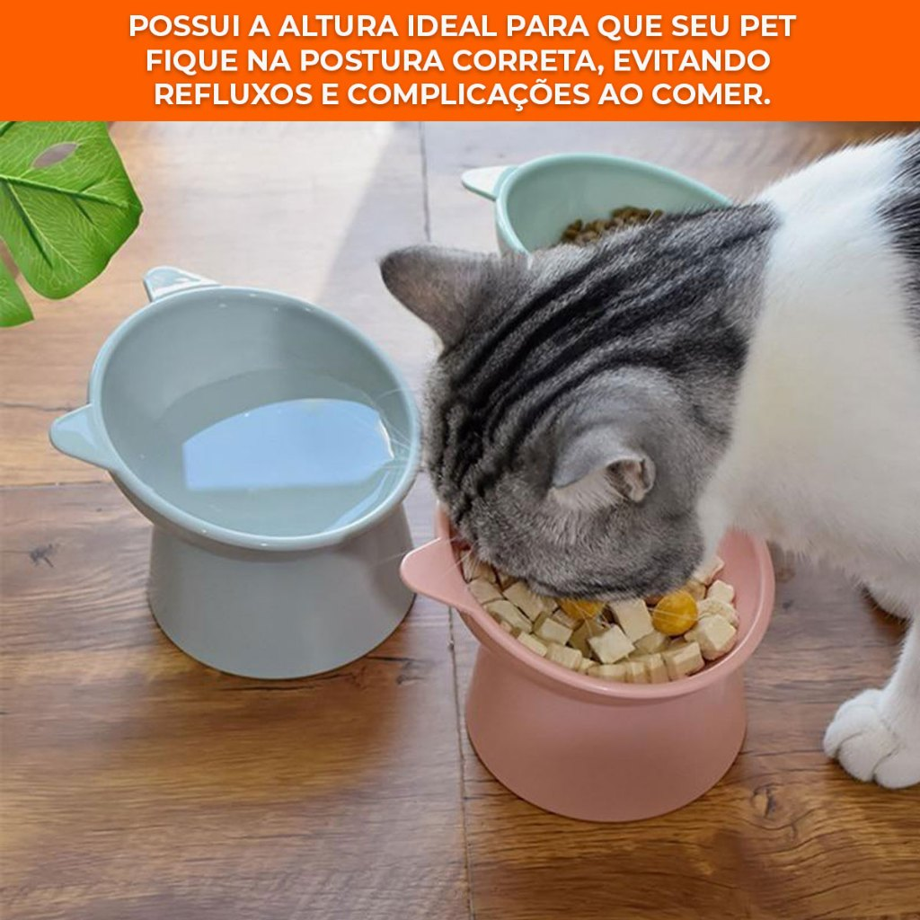 Comedouro Bebedouro Elevado Anti Engasgo Pet Gato Cachorro Kit e Unidade