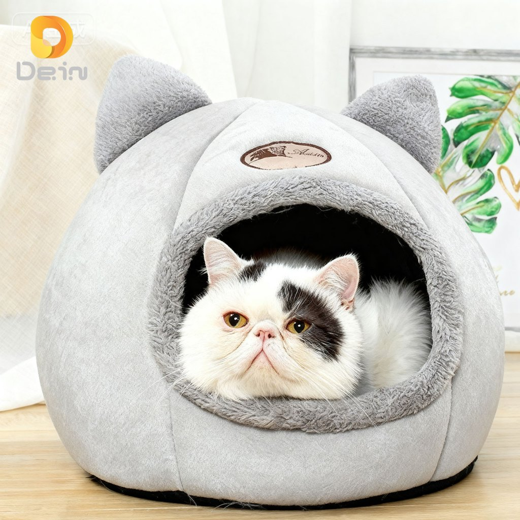 TamanhoXL Cama De Gato Caverna Lavável Inverno Para Gatinho Filhote De Cachorro Cesta Tapete Do Casa