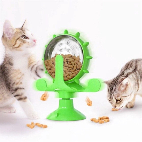 Brinquedo Para Gatos Divertido Moinho De Vento Mesa Giratória Com Ventosa Roda Gigante Porta Petisco